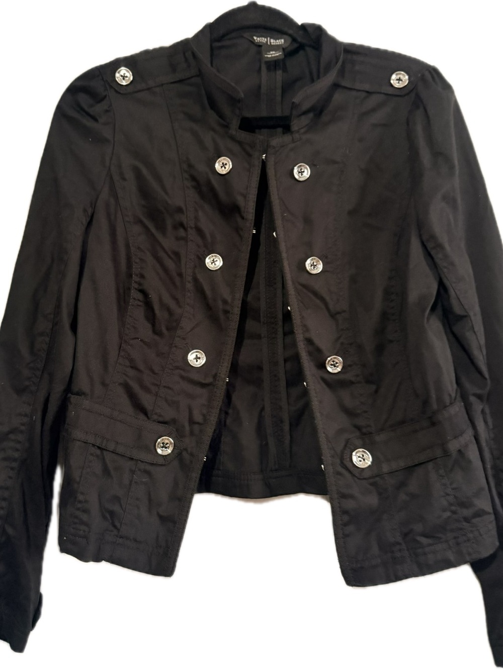 White House Black Market Black Double-Breasted Military Jacket